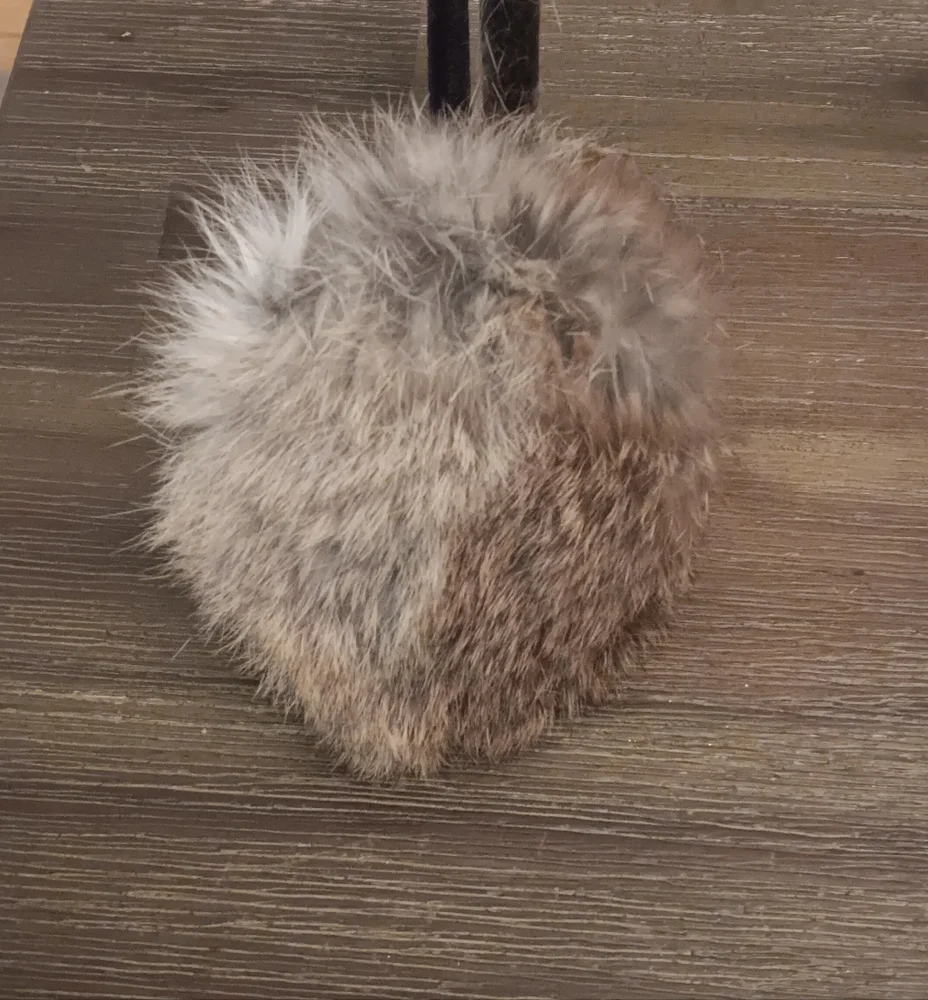 Elegant Rabbit Fur Earmuffs - Black and Gray - Picture 4 of 15